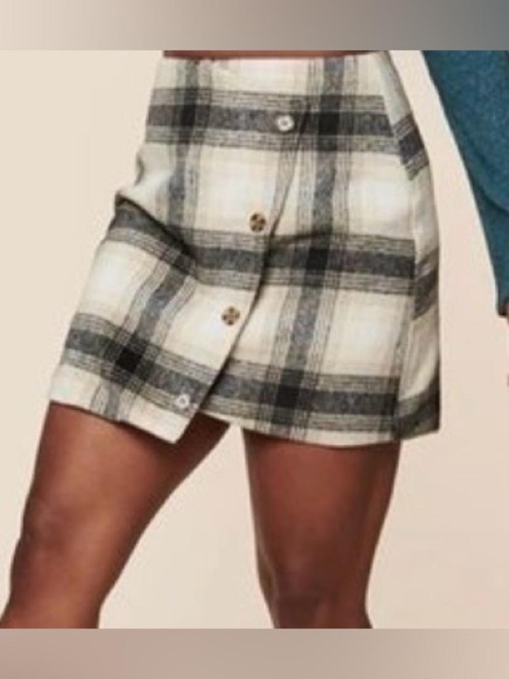 Plaid Faux Button-Front Mini Skirt